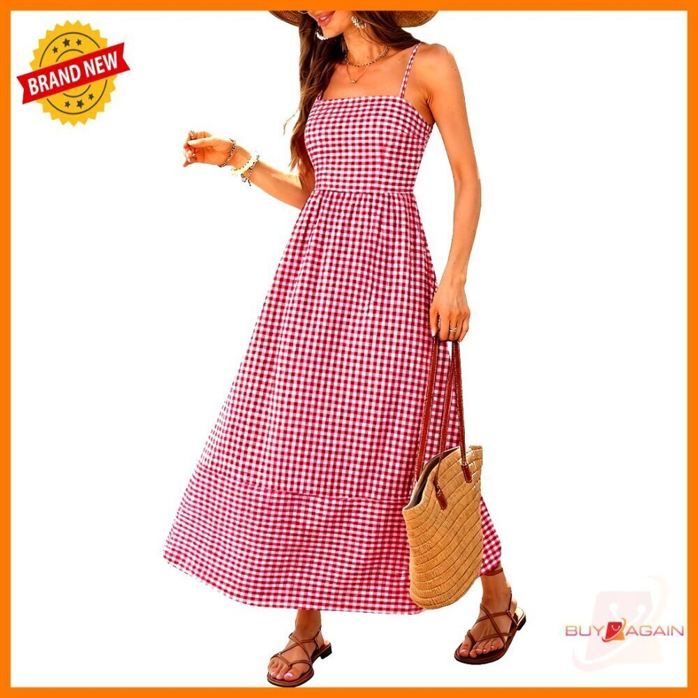 Rayon Maxi Dress Back Smocked Spaghetti Strap Flowy Boho Summer Casual Beach